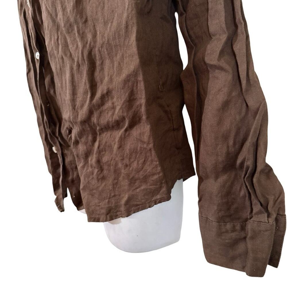 Joie 100% Linen Brown Button Up Long Sleeve Shirt Career Coastal Dressy sz M - Picture 8 of 16